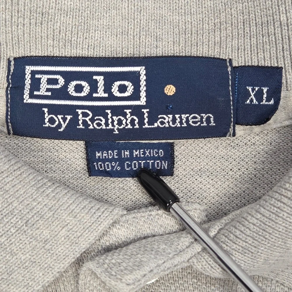 Polo Ralph Lauren Polo Shirt Mens XL Light Gray Short Sleeve Cotton Vintage
